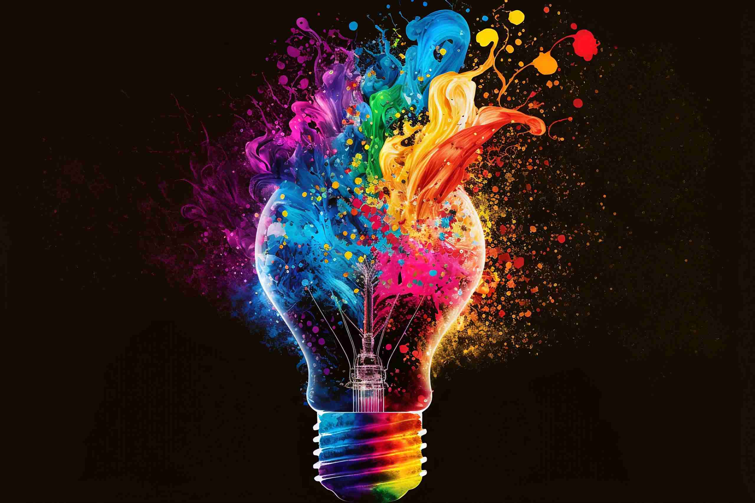 A colourful exploding lightbulb