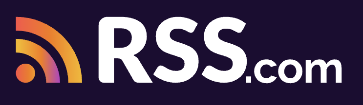 Logo of rss.com with a colorful wi-fi signal icon.