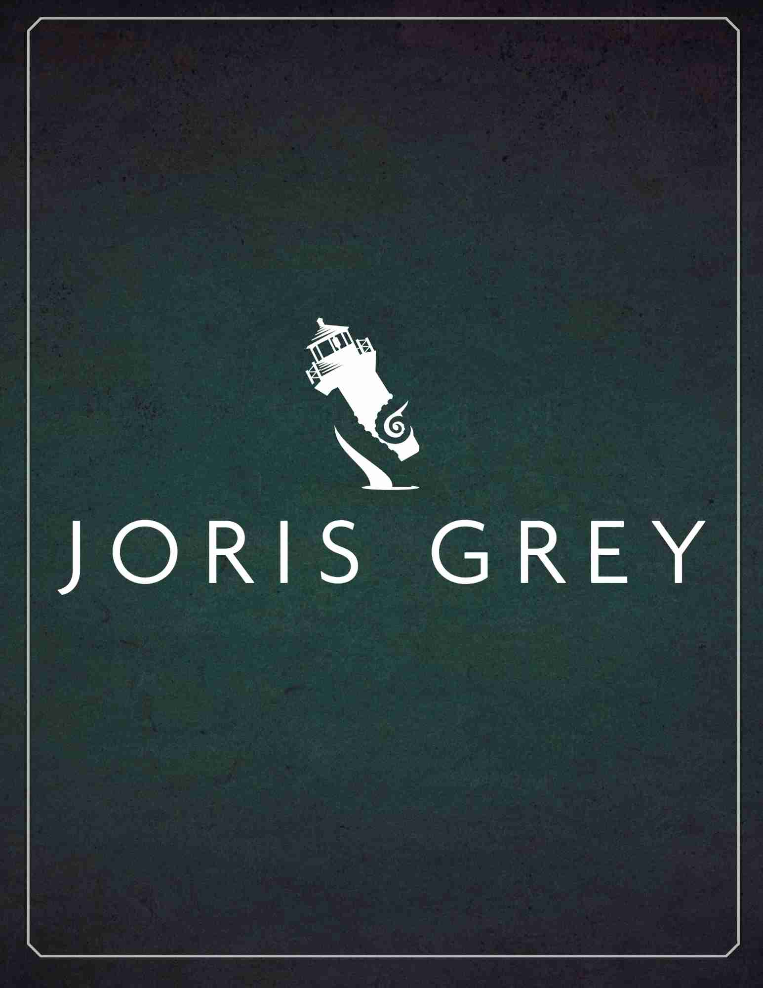 White lighthouse and wave logo above the text "Joris Grey" on a dark green background.